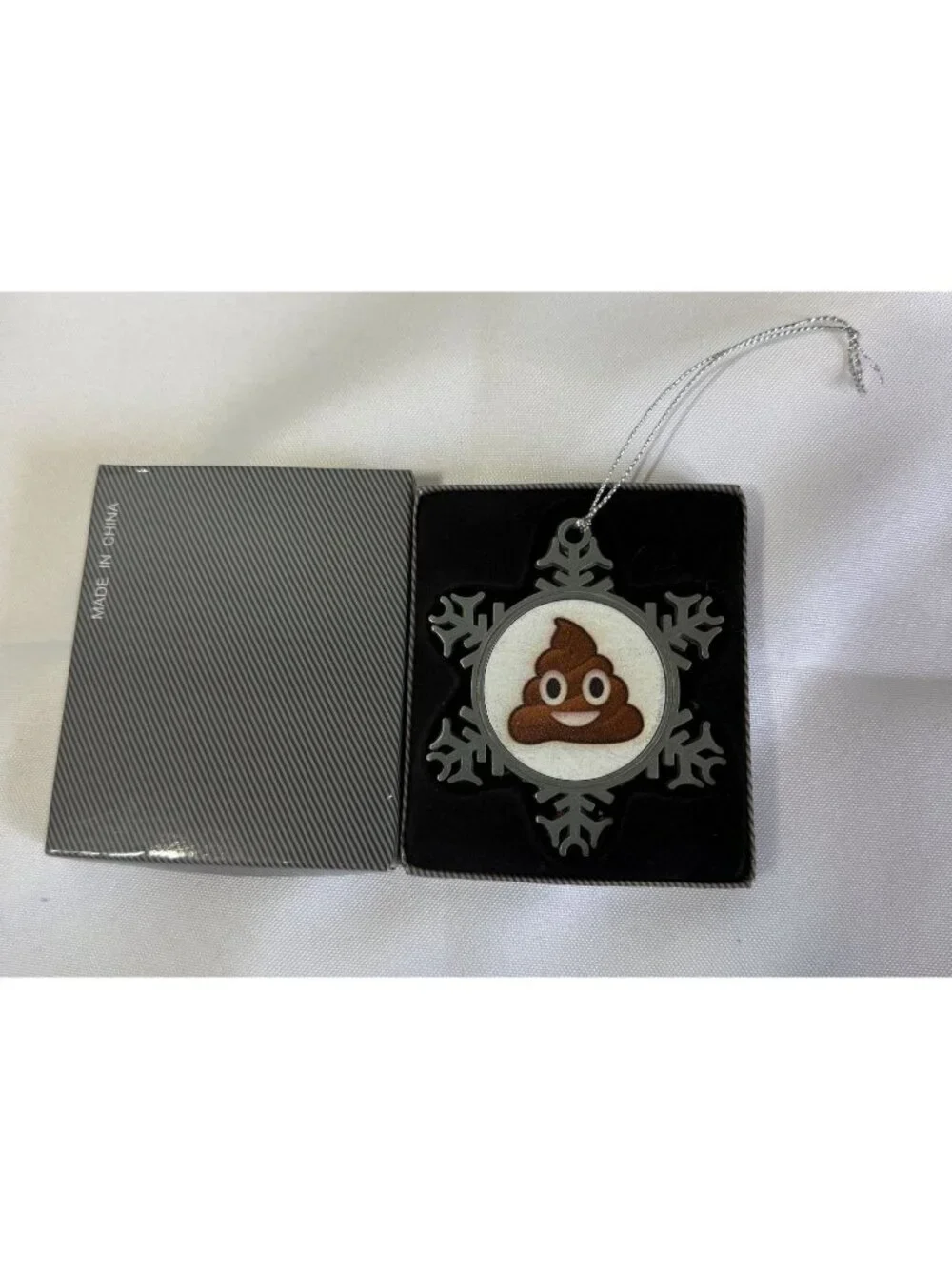 Christmas Tree Decoration Poop Emoji Snowflake Ornament XMAS Tree Poop Face NIB‎